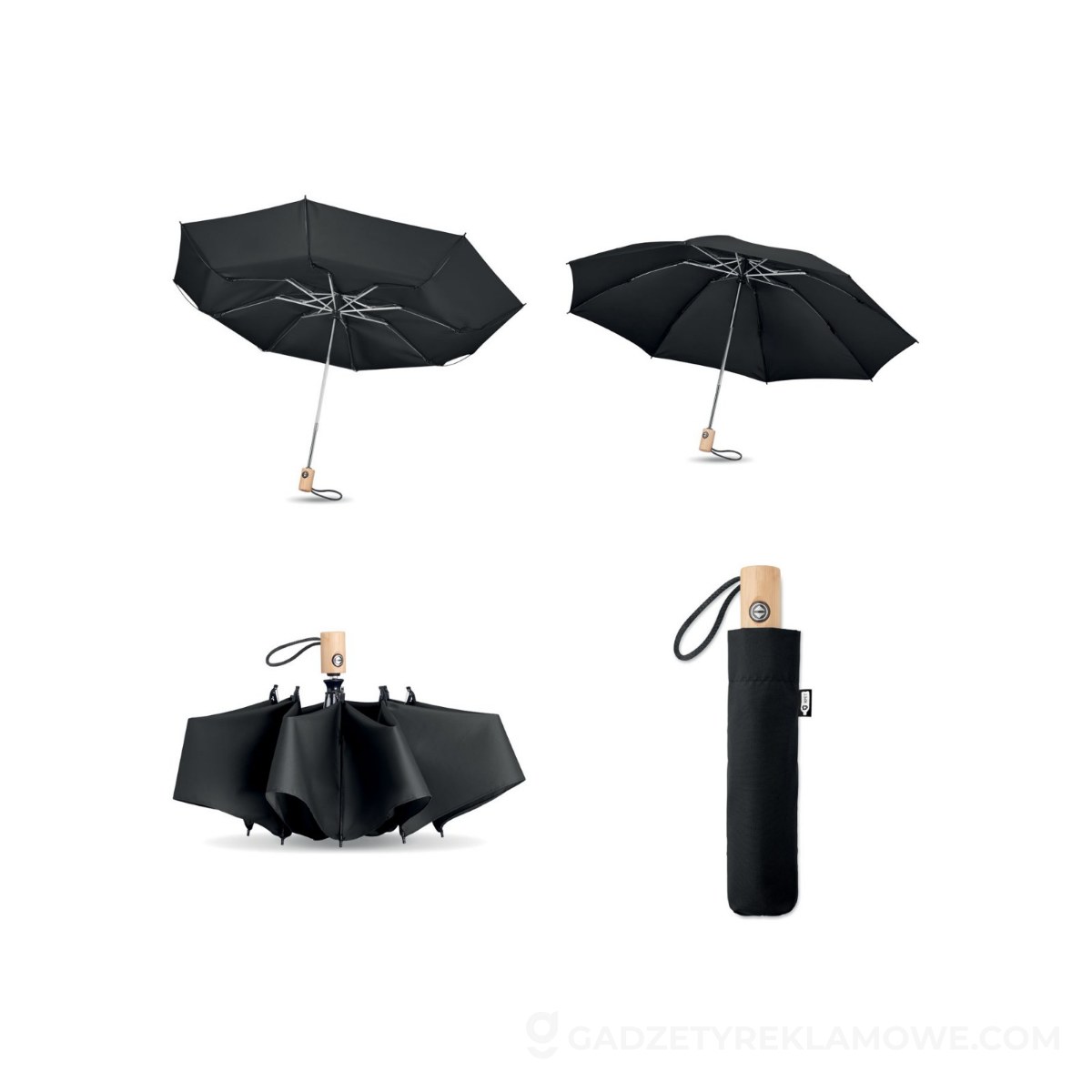 Parasol 23 cale 190T RPET LEEDS - czarny