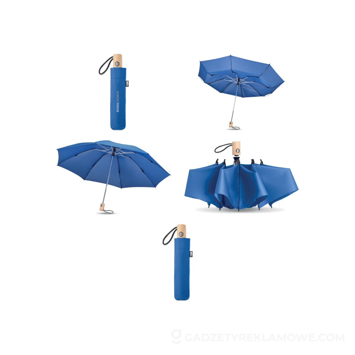 Gadżety reklamowe Knurów 9 Parasol 23 cale 190T RPET LEEDS - niebieski