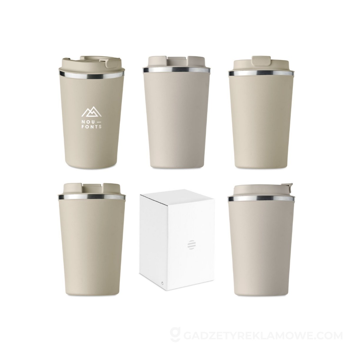 Dwuścienny kubek 350 ml BRACE - beżowy