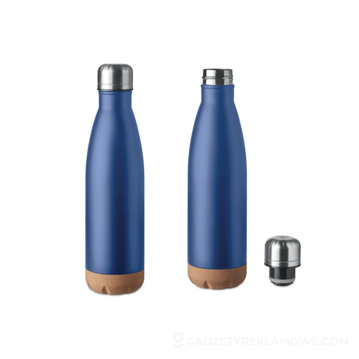 Dwuścienna butelka 500 ml ASPEN CORK - niebieska