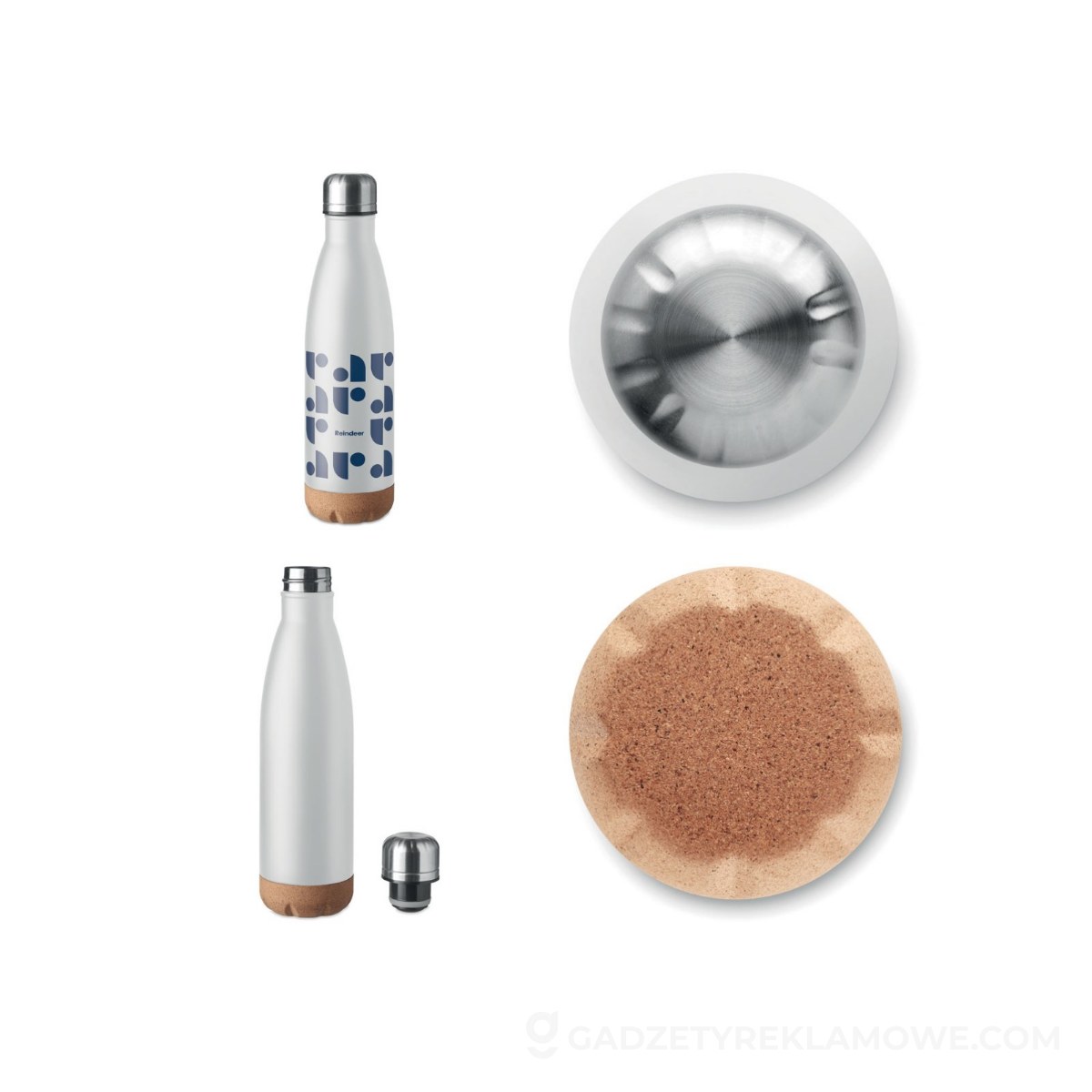 Dwuścienna butelka 500 ml ASPEN CORK - biała