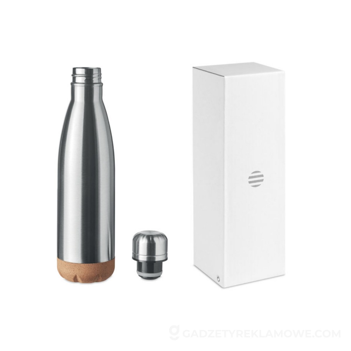 Dwuścienna butelka 500 ml ASPEN CORK - srebrna