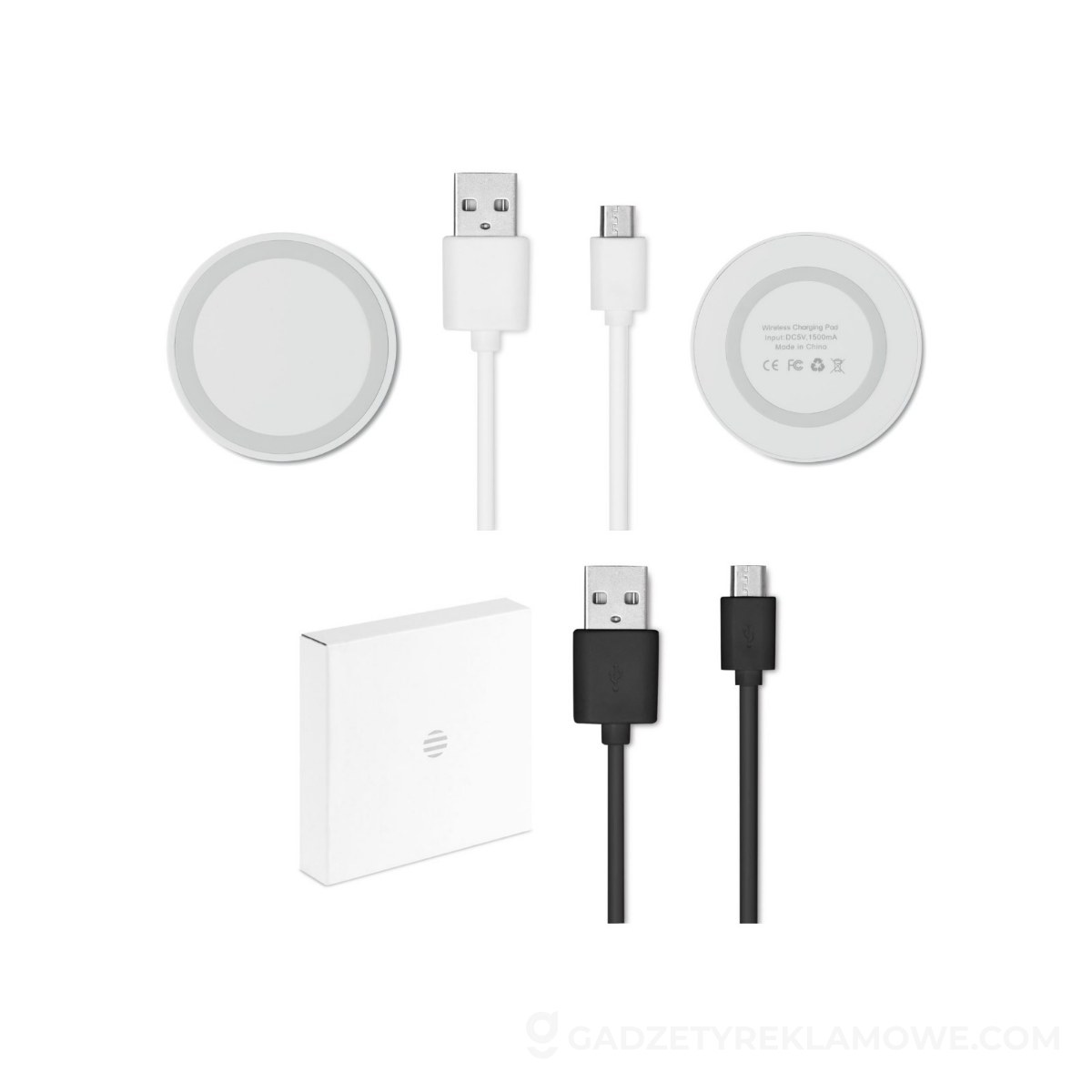 Gadżety reklamowe Oława 11 Mała ładowarka bezprzewodowa WIRELESS PLATO + - biała