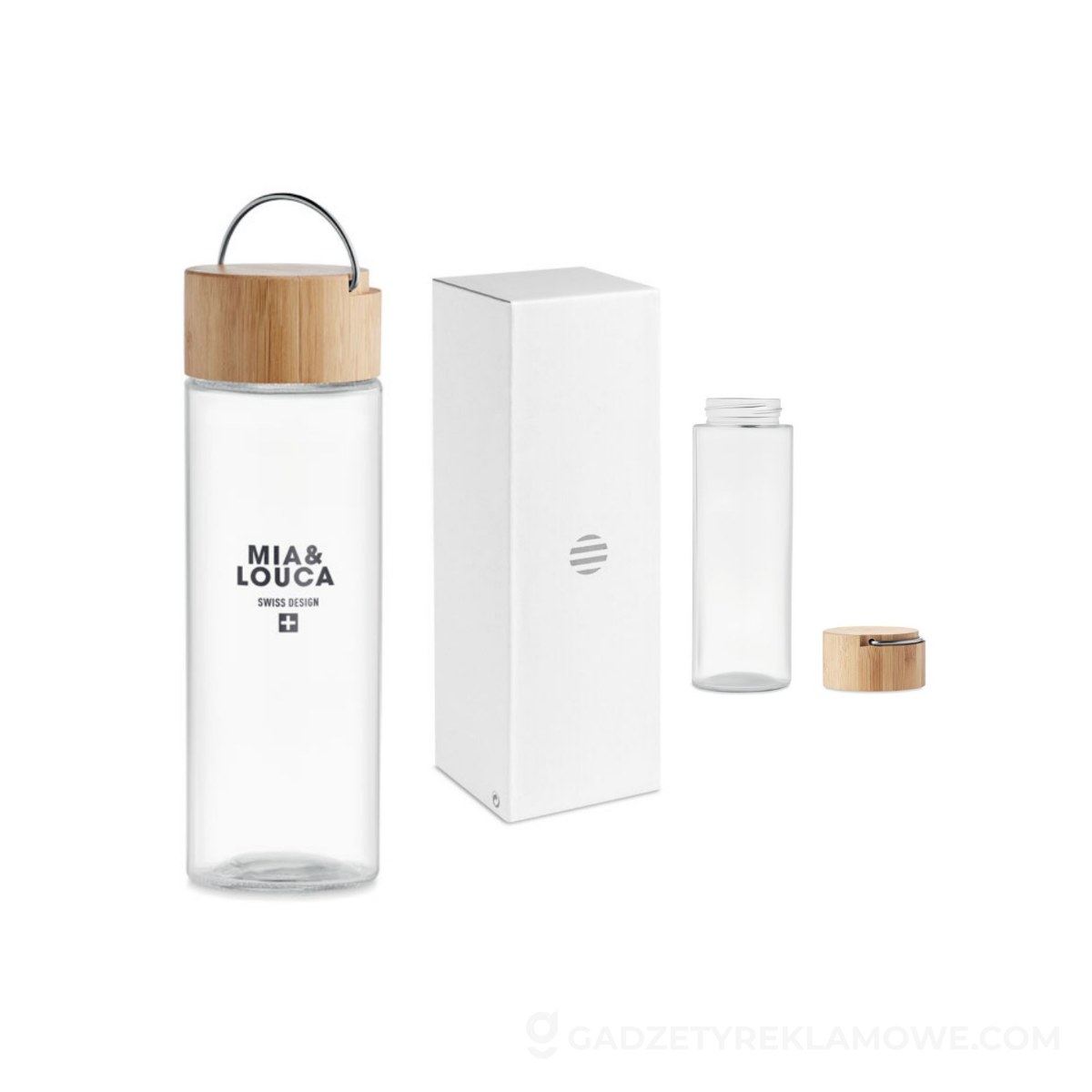 Butelka 500ml, bamb. pokrywka AMELAND - przezroczysta
