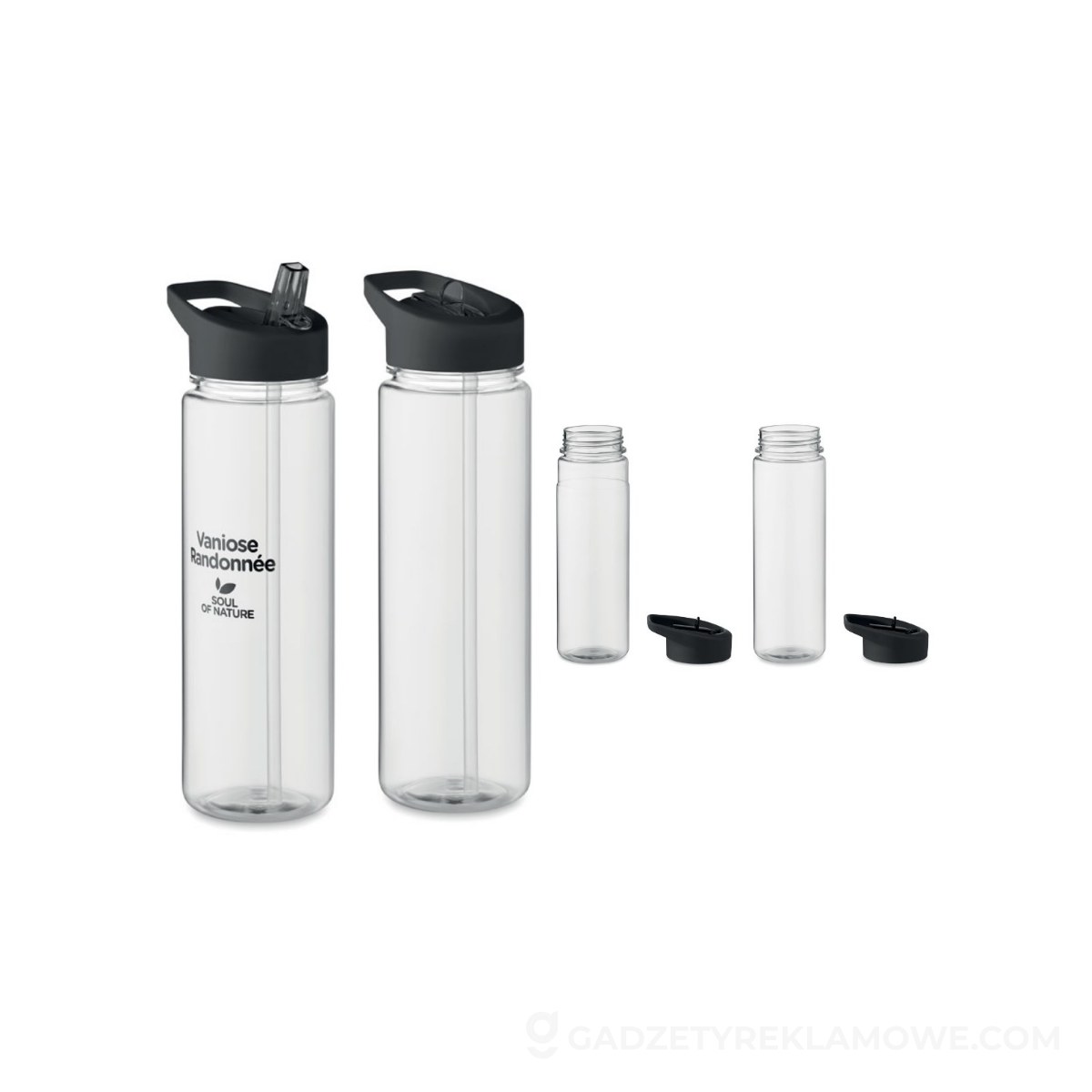 RPET butelka 650ml PP flip lid ALABAMA - czarna