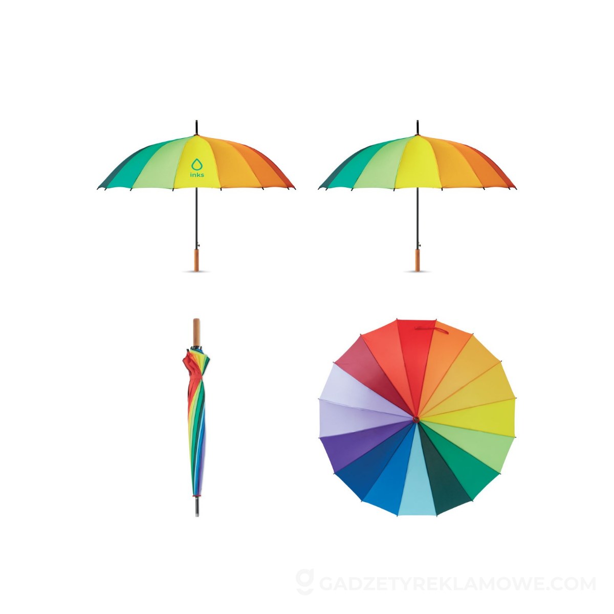 Gadżety reklamowe Cieszyn 3 Tęczowy parasol 27 cali BOWBRELLA - wielokolorowy