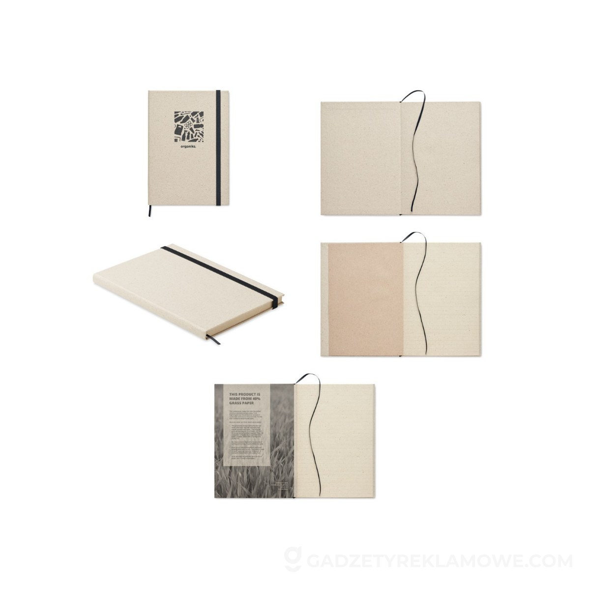 Gadżety reklamowe Świecie 12 Notes A5 papier z trawy GRASS NOTES - beżowy