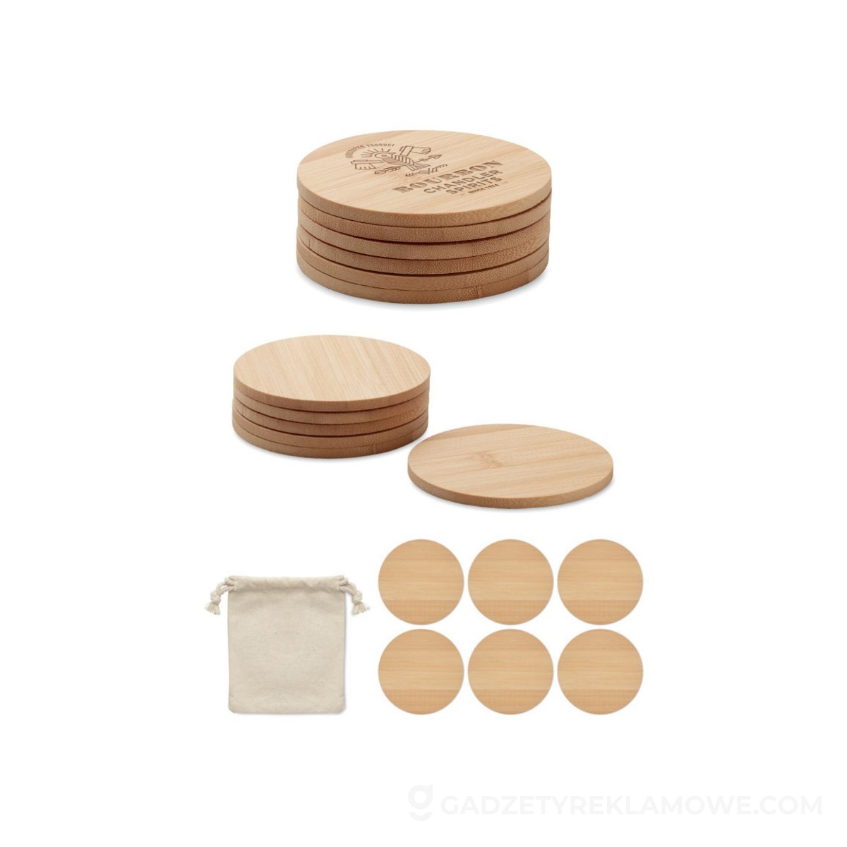 Zestaw 6 bambusowych podstawek BAYIN SET - drewnianych