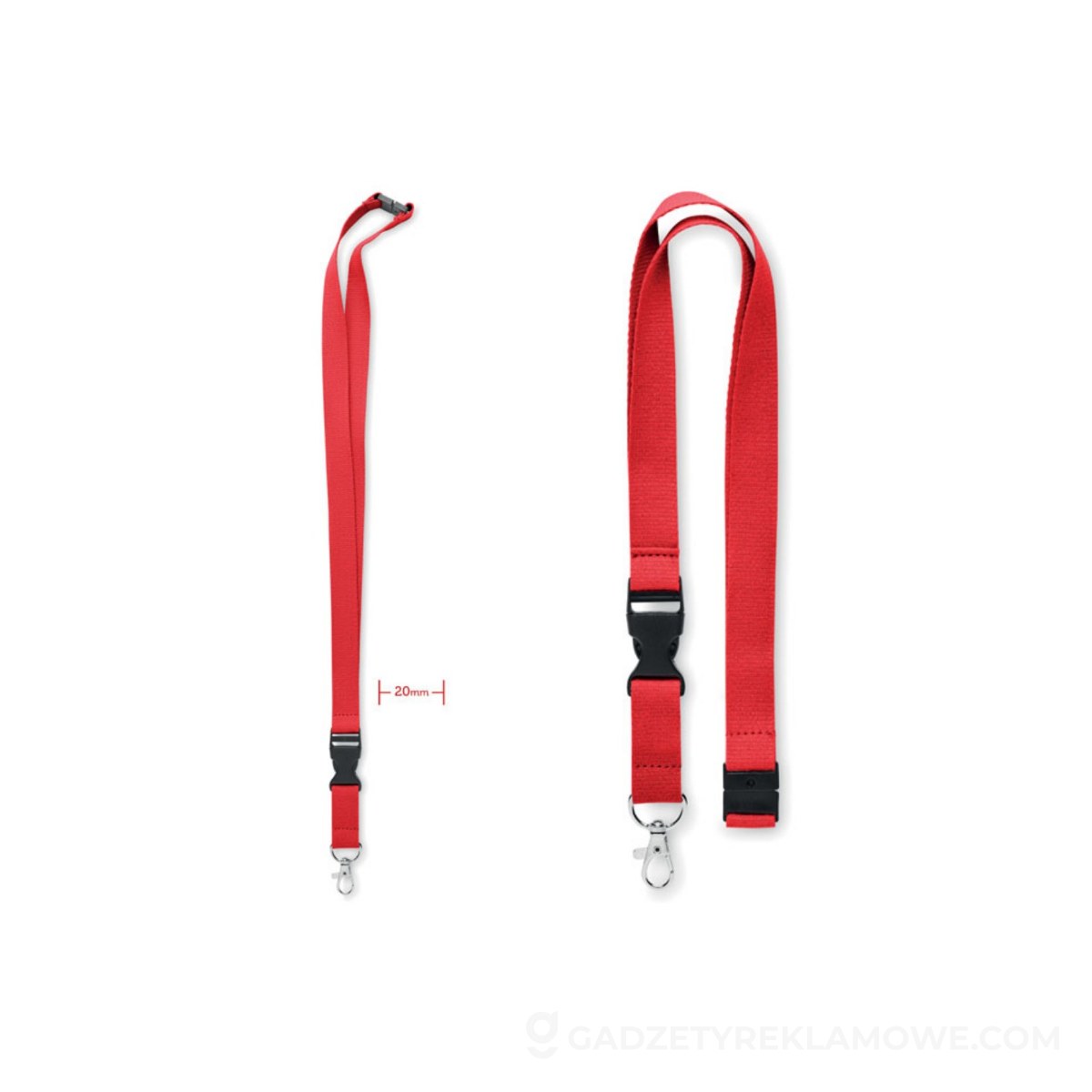 Smycz bawełniana 20mm LANNYCOT - czerwona
