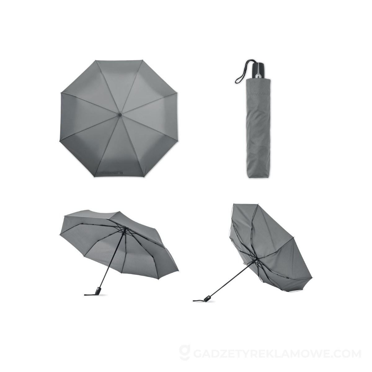 Gadżety reklamowe Knurów 11 Wiatroodporny parasol 27 cali ROCHESTER - szary