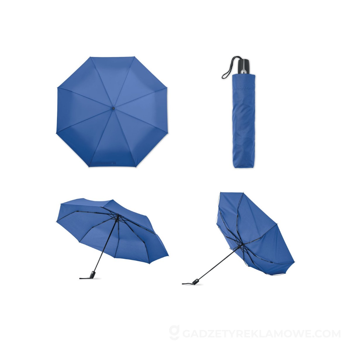 Gadżety reklamowe Skierniewice 10 Wiatroodporny parasol 27 cali ROCHESTER - niebieski