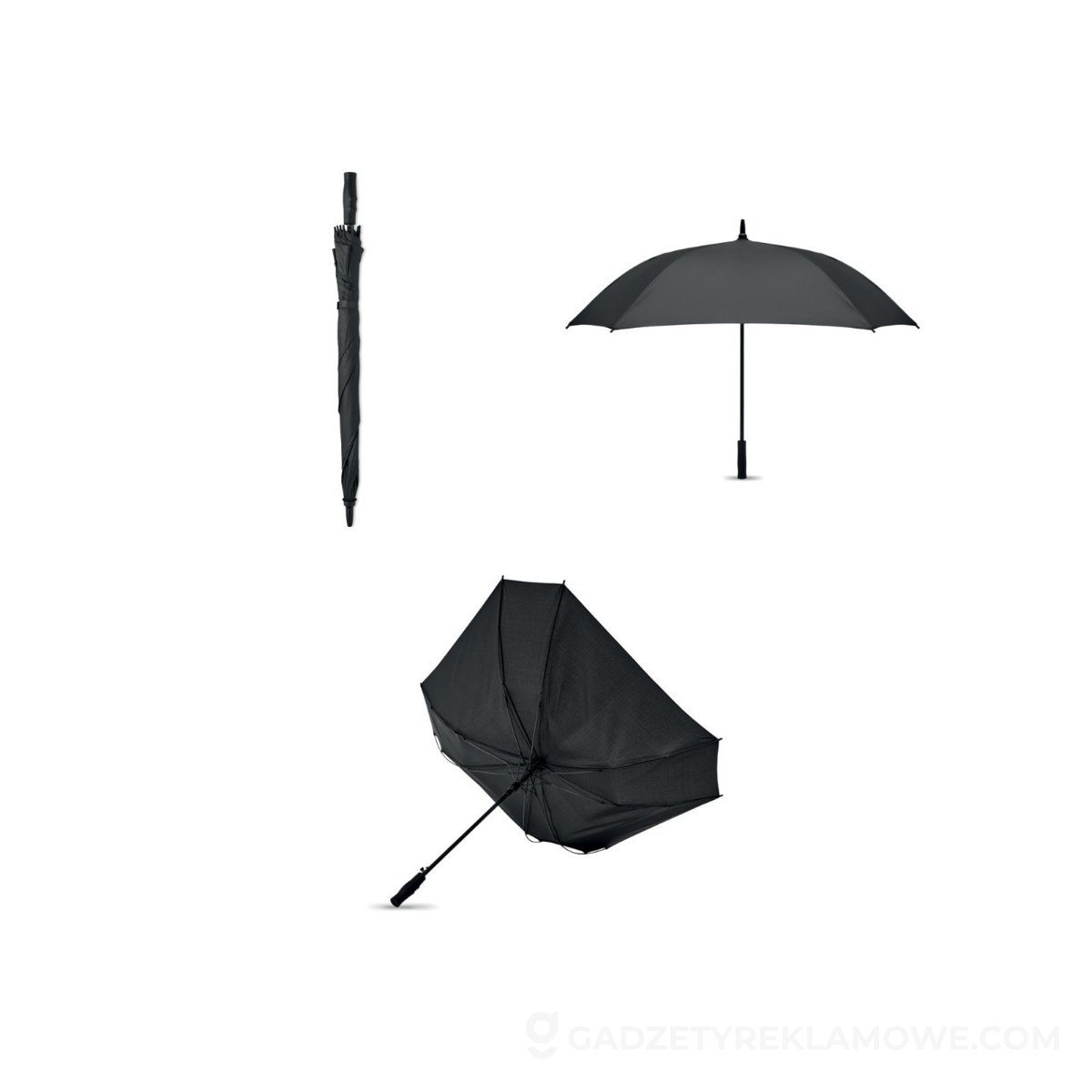 Gadżety reklamowe Pruszcz Gdański 3 Kwadratowy parasol 27 cali COLUMBUS - czarny