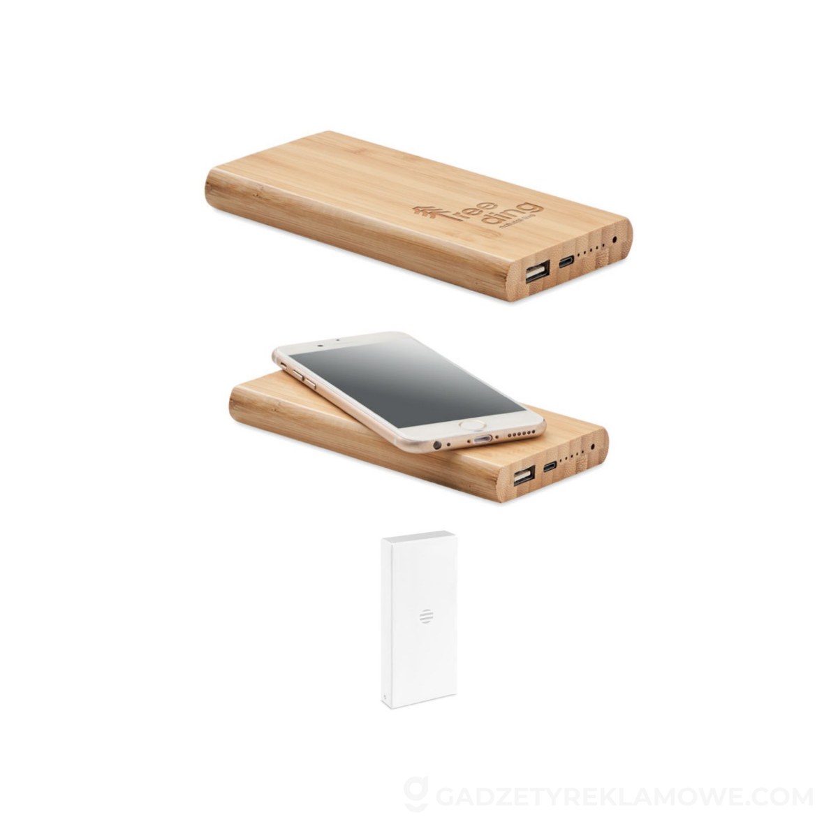 Bambusowy power bank 6000 mAh ARENA C - drewniany