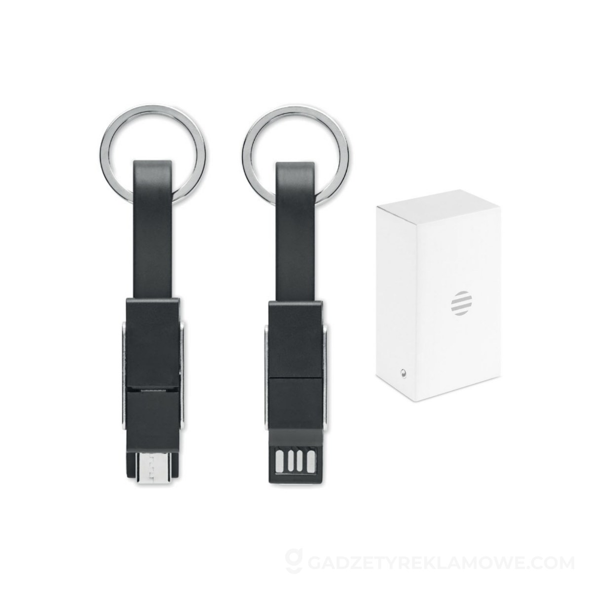 Brelok z kablem ładującym 4w1 KEY C - czarny