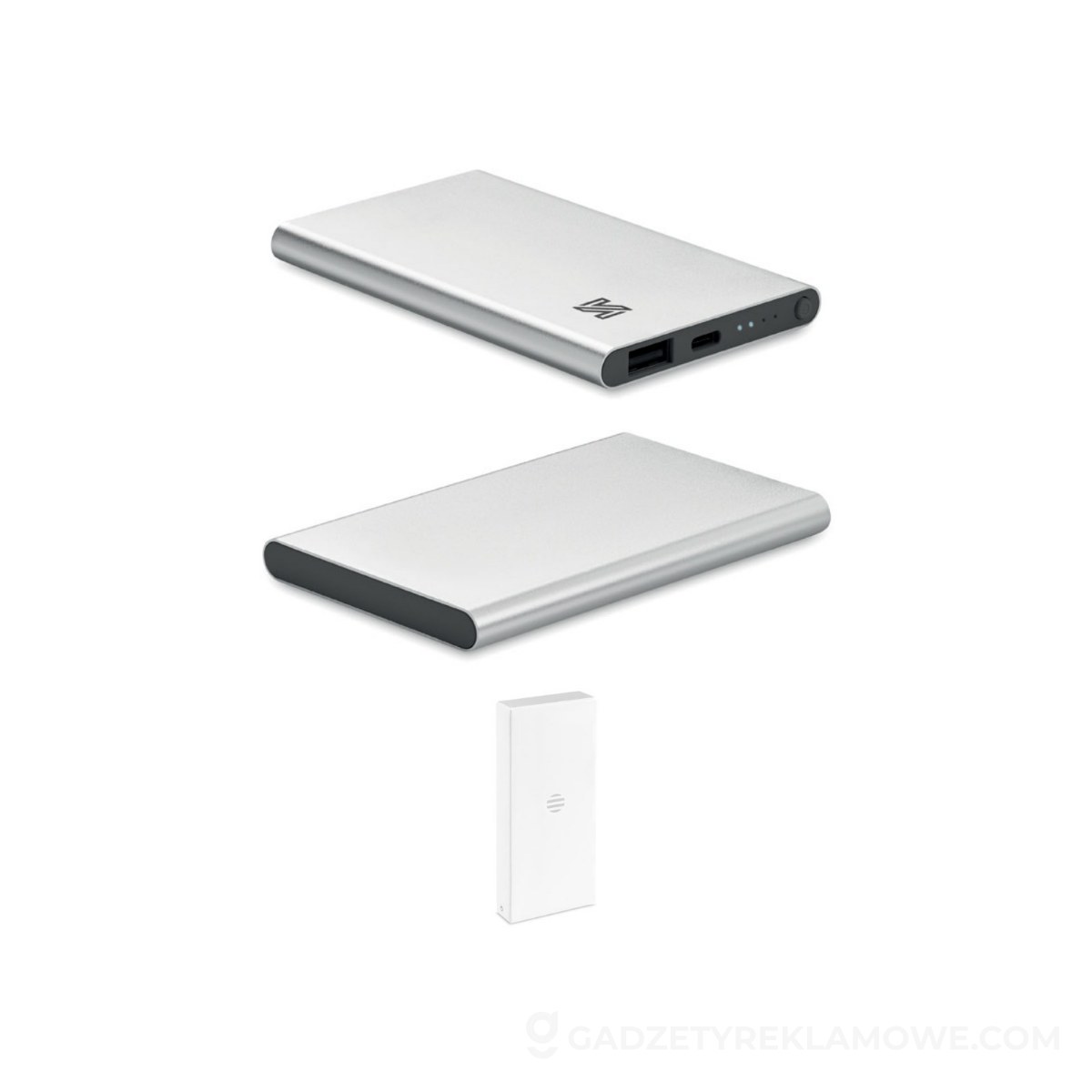 Power Bank 4000 mAh typ C POWERFLAT C - srebrny
