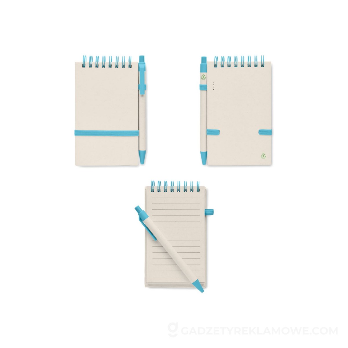 Notesy A6 z kartonu po mleku MITO SET - turkusowe