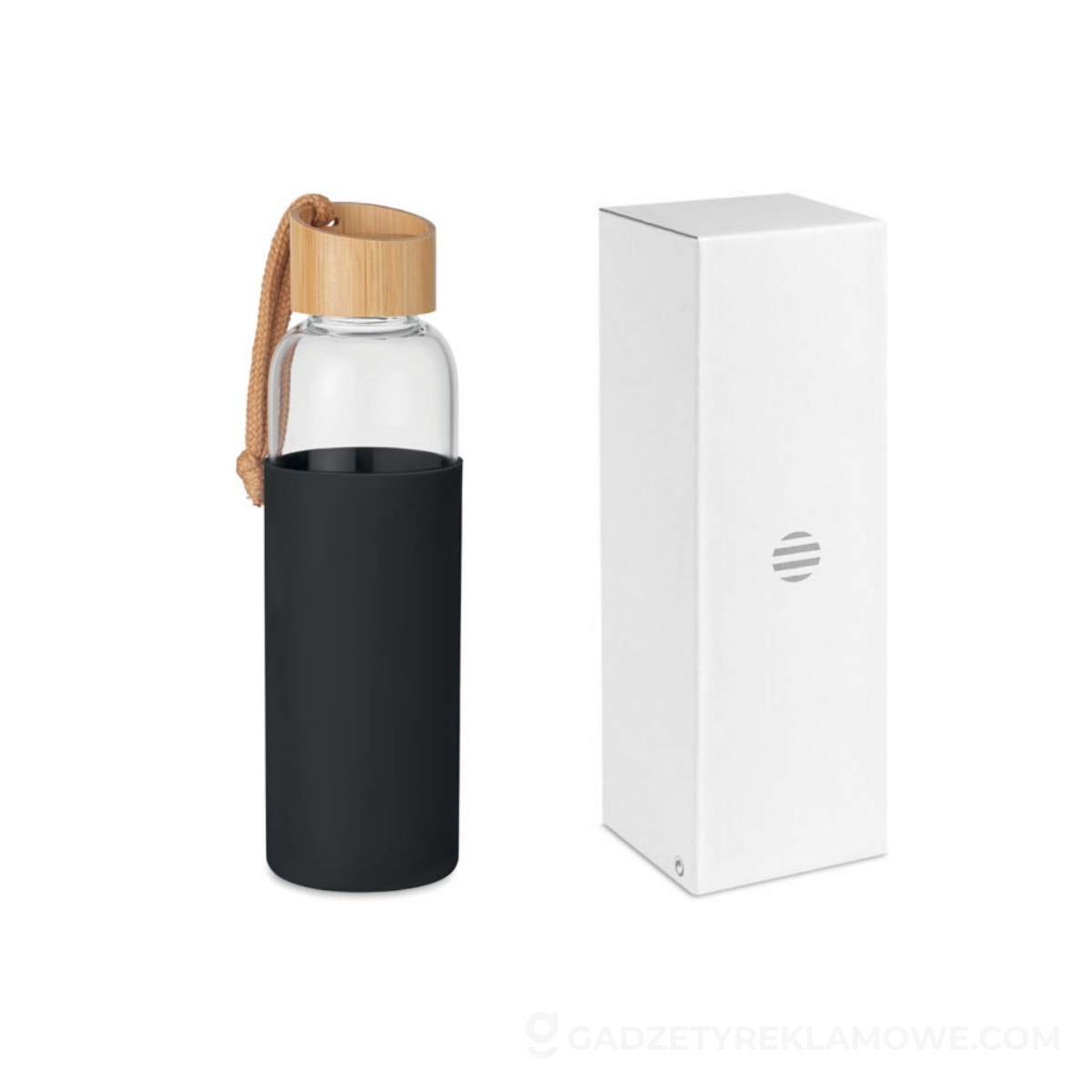 Szklana butelka 500 ml w etui CHAI - czarna