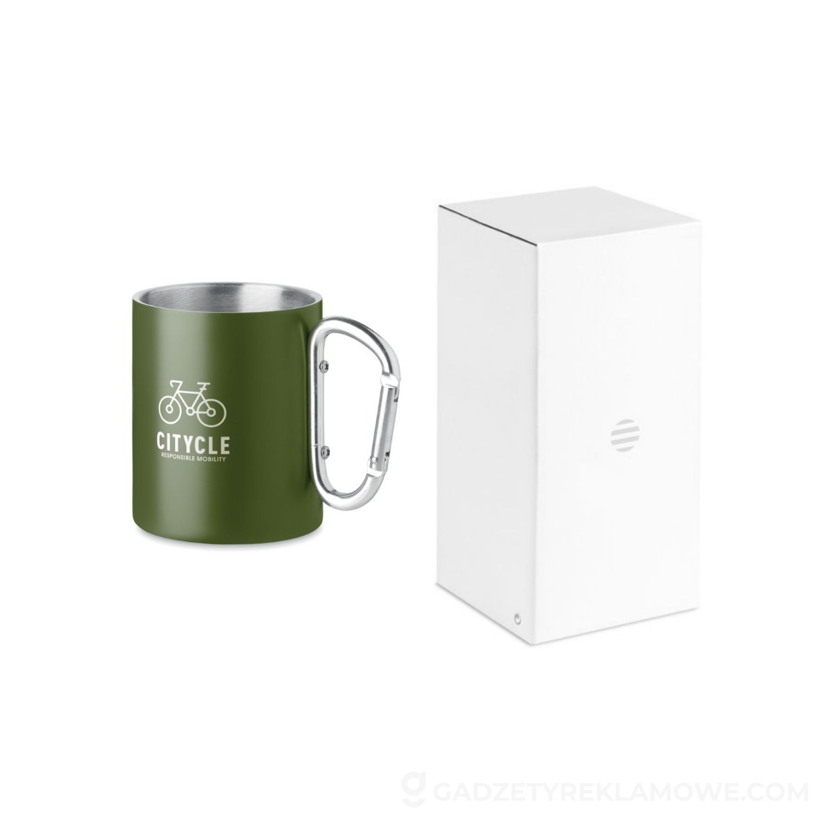 Metalowy dwuścienny kubek 300 ml TRUMBA - ciemnozielony
