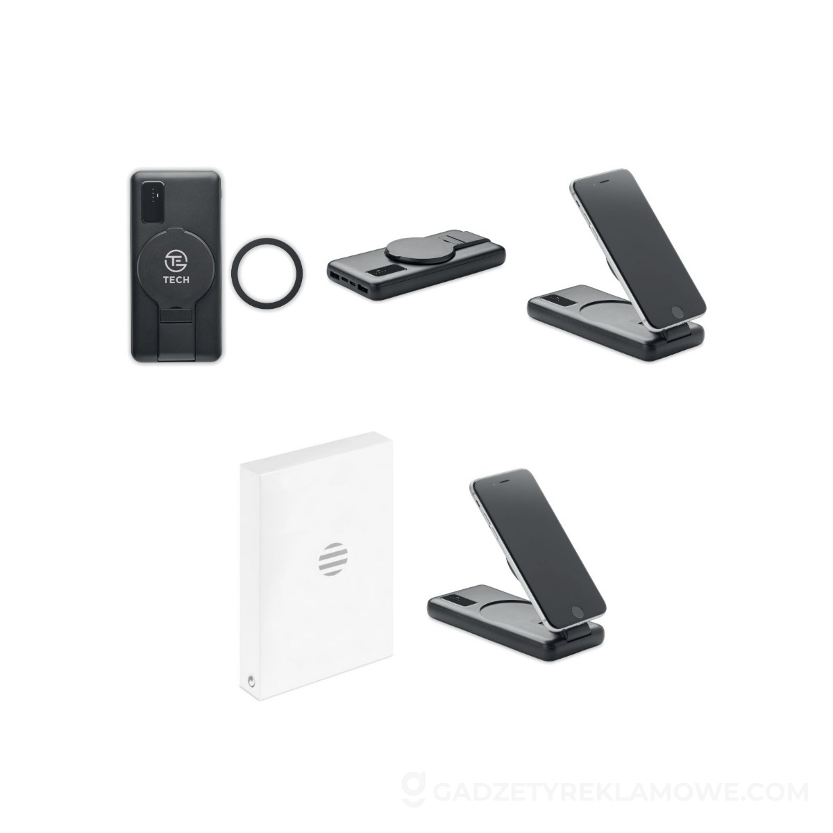 Gadżety reklamowe Elbląg 11 Magnetyczna ładowarka 15W CHARGE UP - czarna