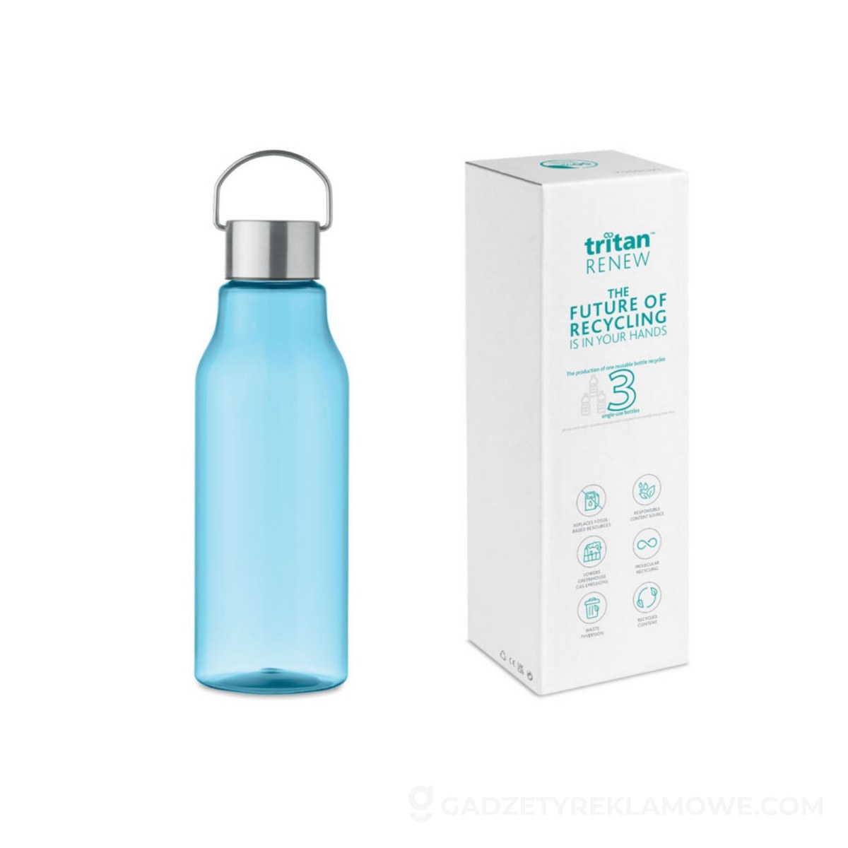 Gadżety reklamowe Świętochłowice 4 Butelka Tritan Renew™ 800 ml SOUND - przezroczysta niebieska