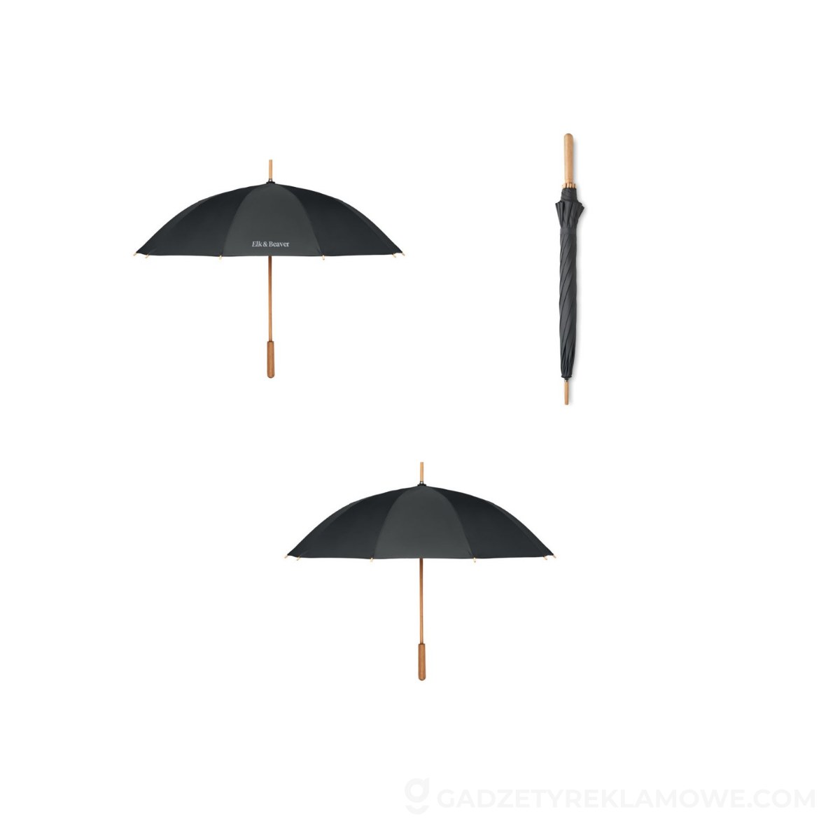 Gadżety reklamowe Lubin 5 Parasol RPET/bambus 23,5 cala TUTENDO - czarny