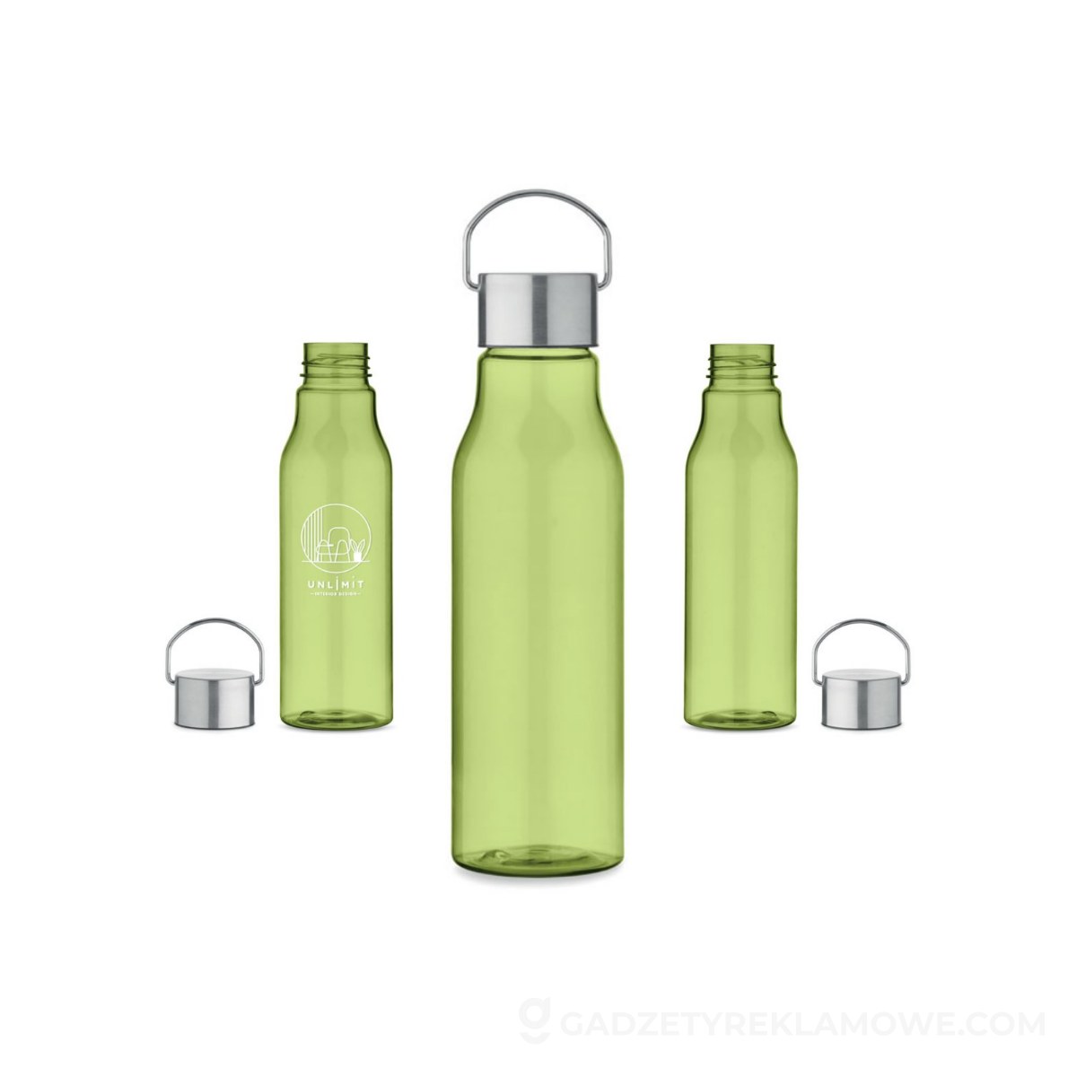 Gadżety reklamowe Skawina 9 Butelka RPET z zakrętką 600 ml VERNAL - przezroczysta limonka
