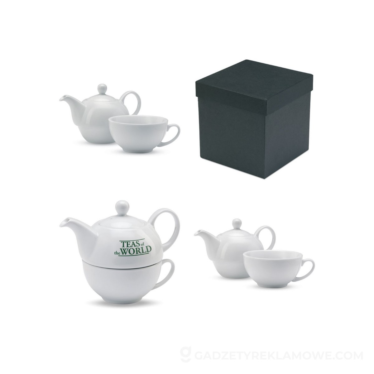 Gadżety reklamowe Poznań 10 Zestaw do herbaty z dzbankiem TEA TIME - biały