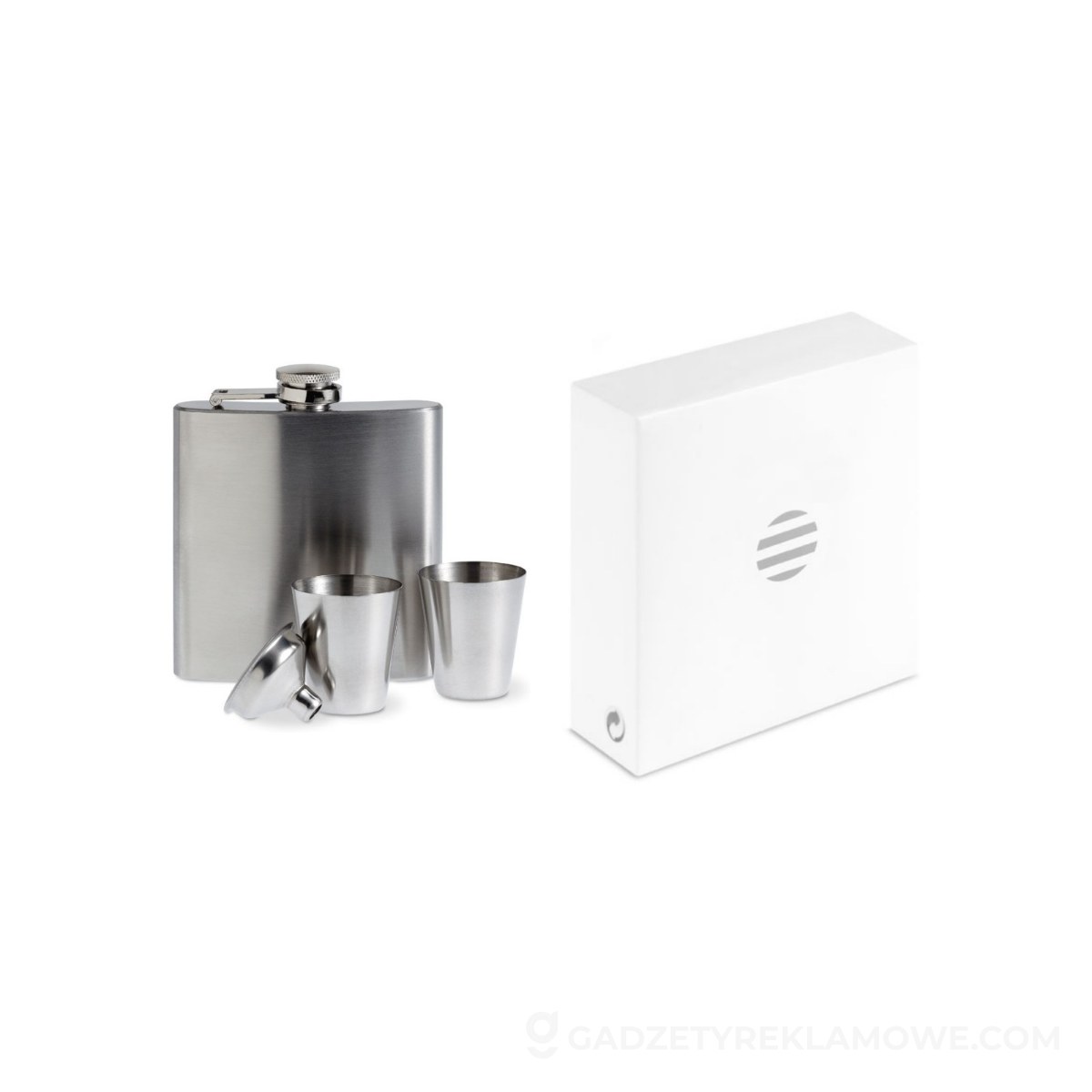 Piersiówka. SLIMMY FLASK SET - srebrna