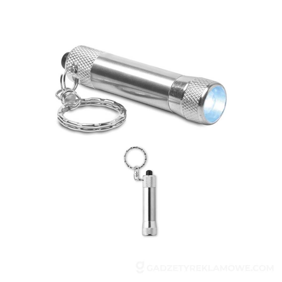 Gadżety reklamowe Krosno 12 Aluminiowy brelok latarka ARIZO - srebrny
