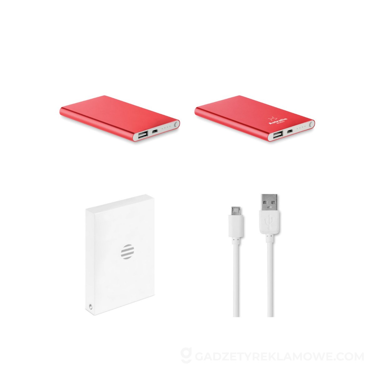 Płaski Powerbank 4000mAh POWERFLAT - czerwony