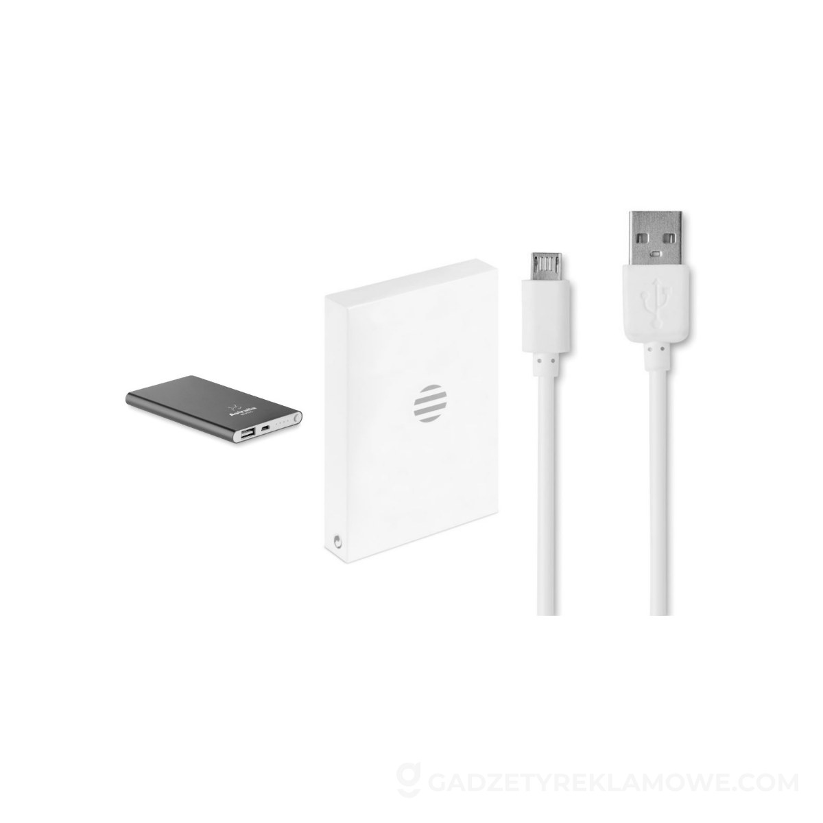 Gadżety reklamowe Kłodzko 5 Płaski Powerbank 4000mAh POWERFLAT - srebrny