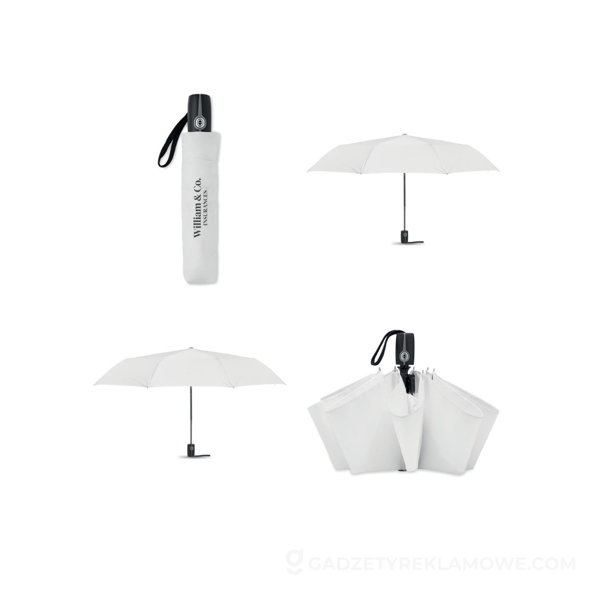Gadżety reklamowe Grajewo 9 Parasol automatyczny lux na si GENTLEMEN - biały