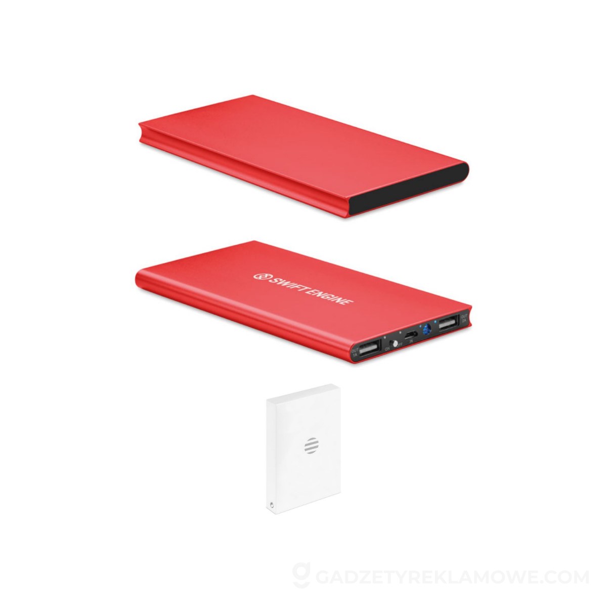 Power bank 8000mAh POWERFLAT8 - czerwony