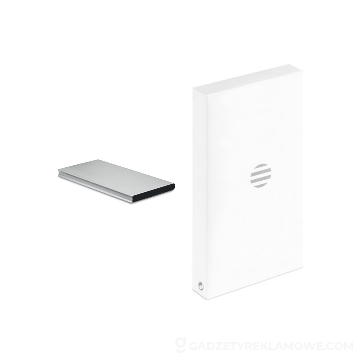 Gadżety reklamowe Tychy 10 Solarny power bank 8000 mAh SOLAR POWERFLAT - srebrny