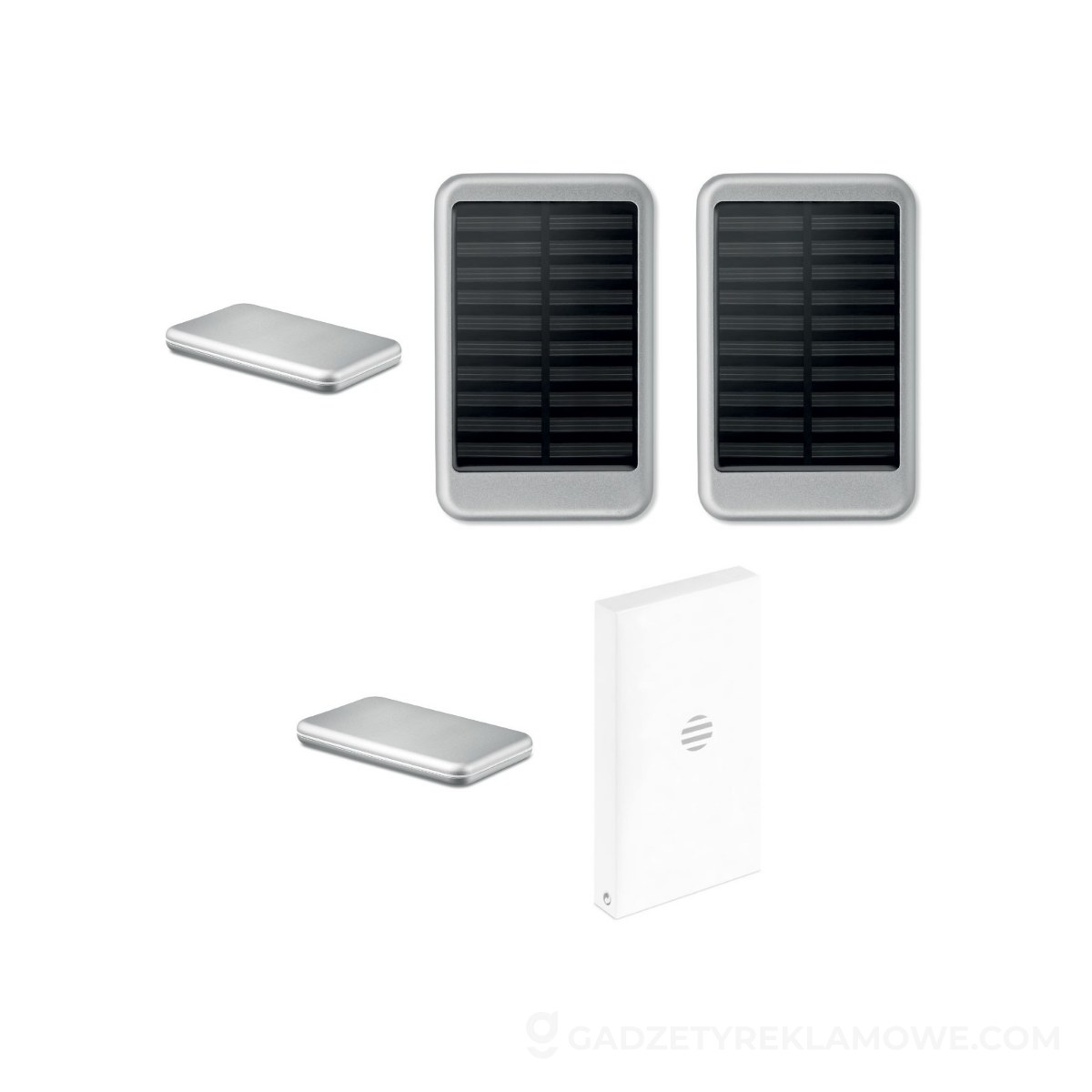 Gadżety reklamowe Sosnowiec 12 4000 mAH POWERBANK słoneczna SOLARFLAT - srebrny