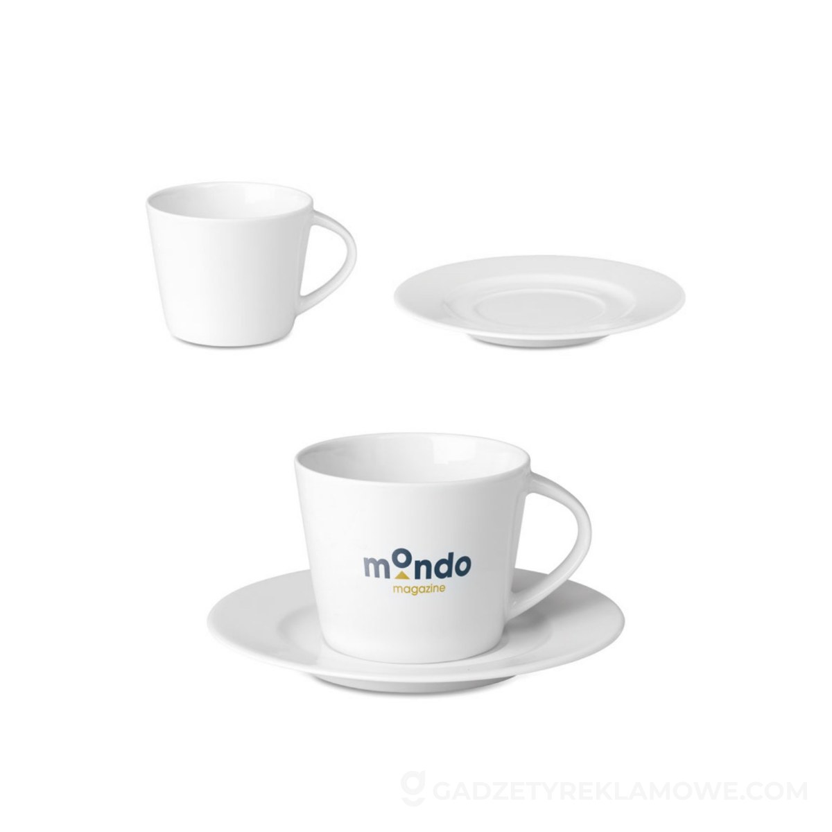 Gadżety reklamowe Wałbrzych 5 Kubek cappuccino i talerzykiem PARIS - biały