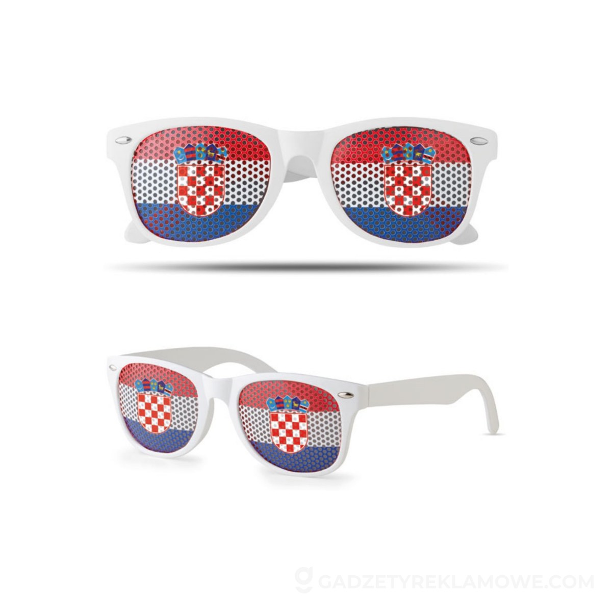 Gadżety reklamowe Bielsko-Biała 4 Okulary przeciwsłoneczne FLAG FUN - białe