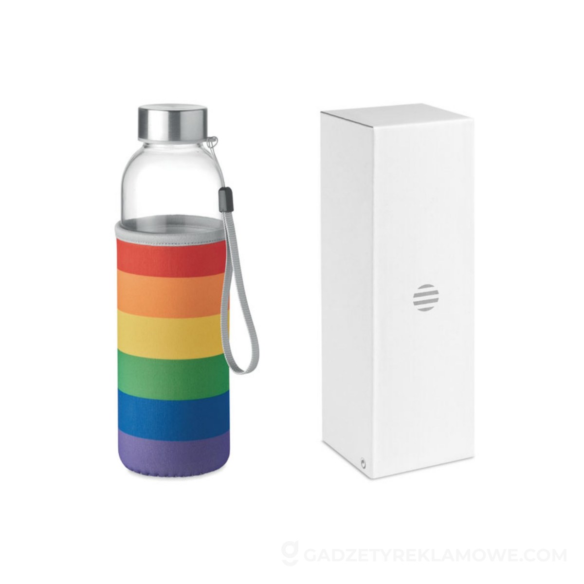 Szklana butelka w etui 500ml UTAH GLASS - wielokolorowa
