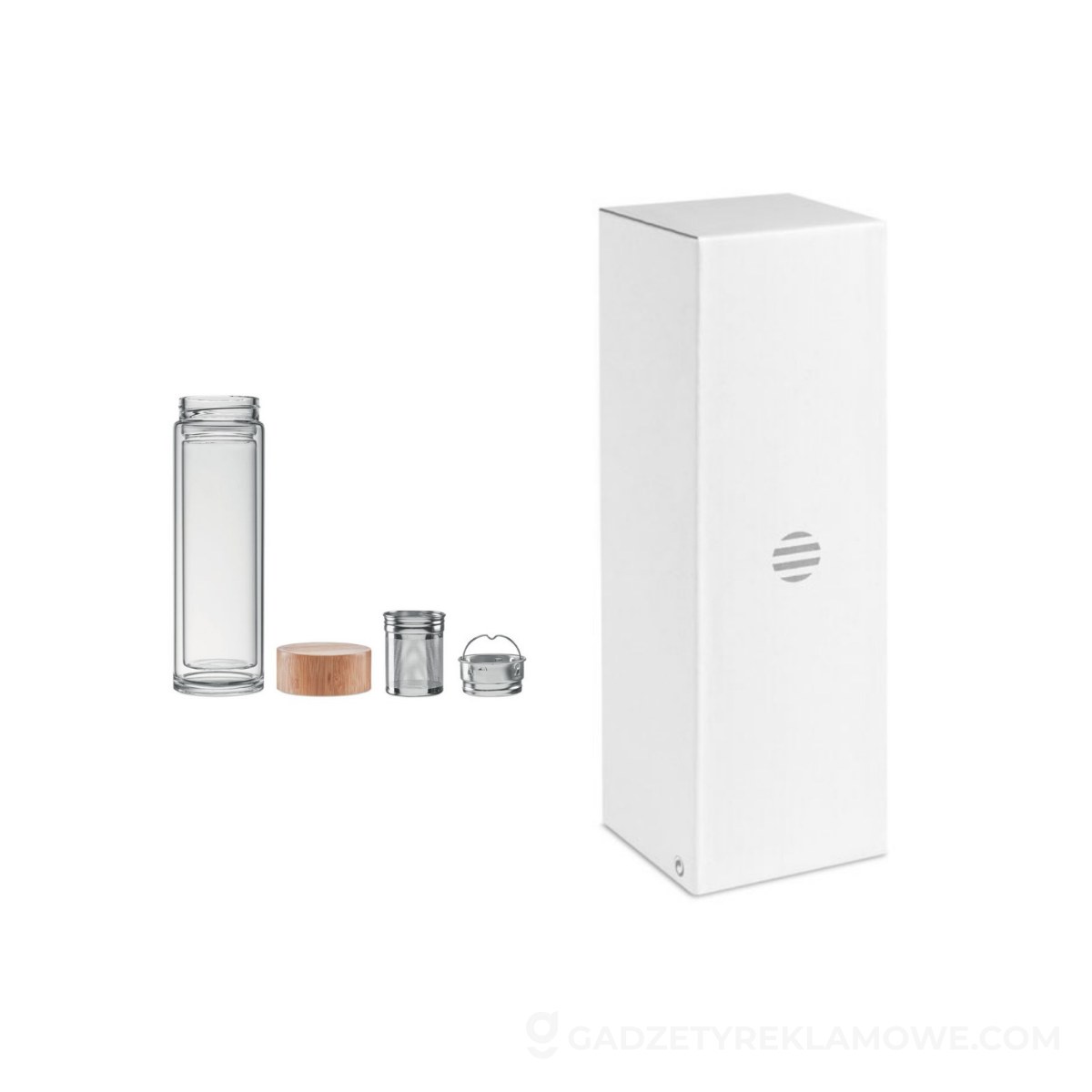 Gadżety reklamowe Pruszków 11 Butelka szklana 400ml BATUMI GLASS - przezroczysta