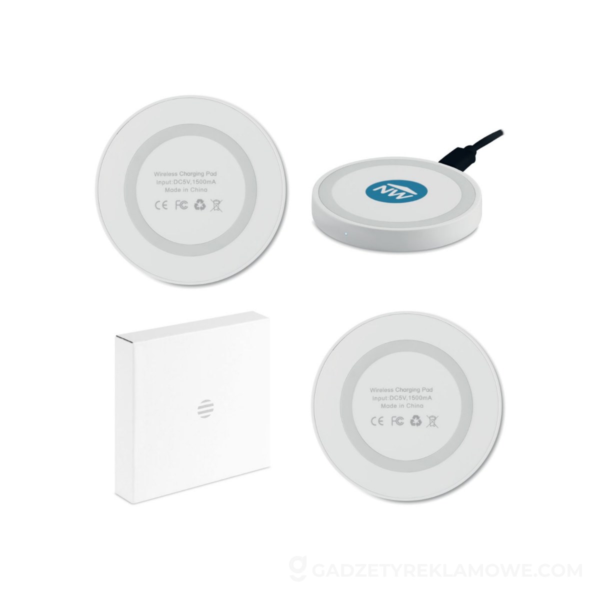 Gadżety reklamowe Kobyłka 3 Ładowarka bezprzewodowa WIRELESS PLATO - biała