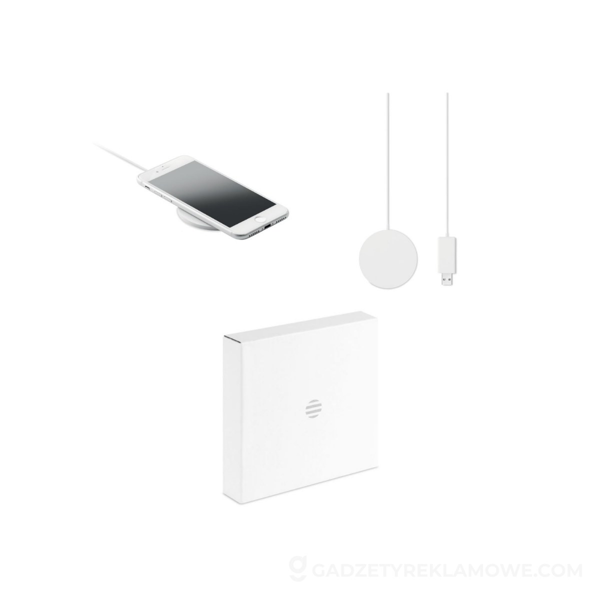 Gadżety reklamowe Cieszyn 12 Ładowarka bezprzewodowa THINNY WIRELESS - biała