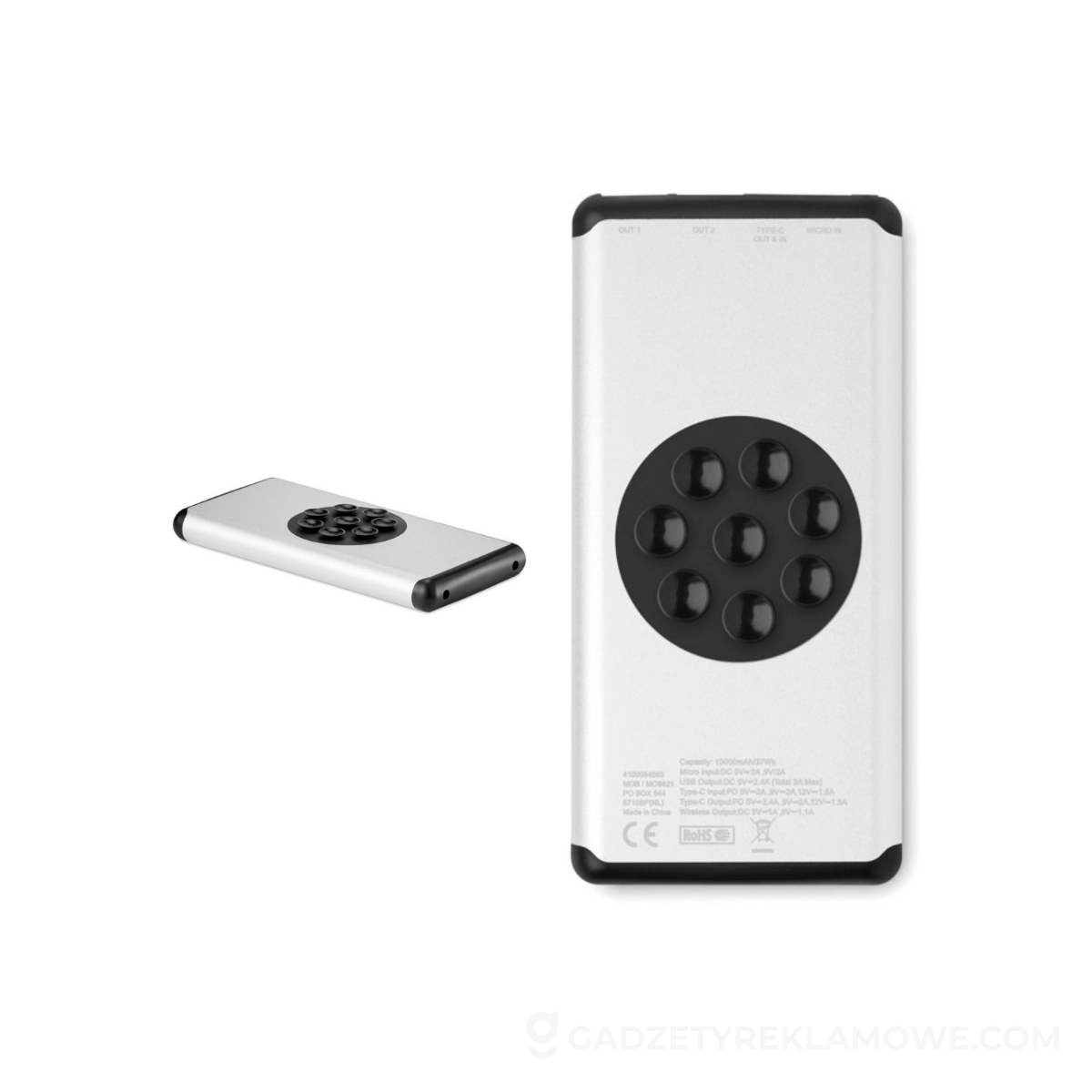 Gadżety reklamowe na podróże służbowe – co warto mieć w walizce? 5 Powerbank 10000mAh SIUR POWER - srebrny