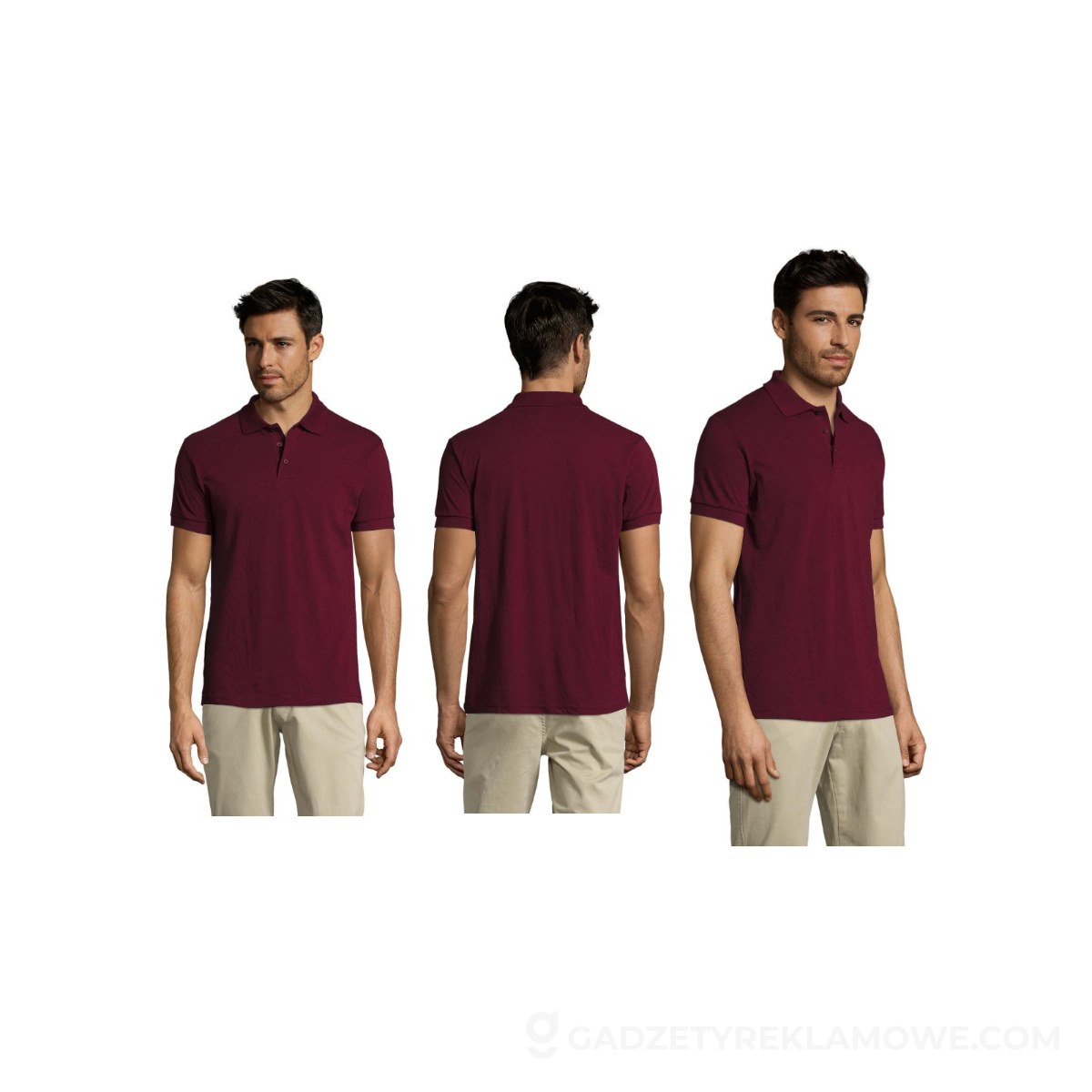 PRIME Męskie polo 200g PRIME MEN - Burgundowe - M