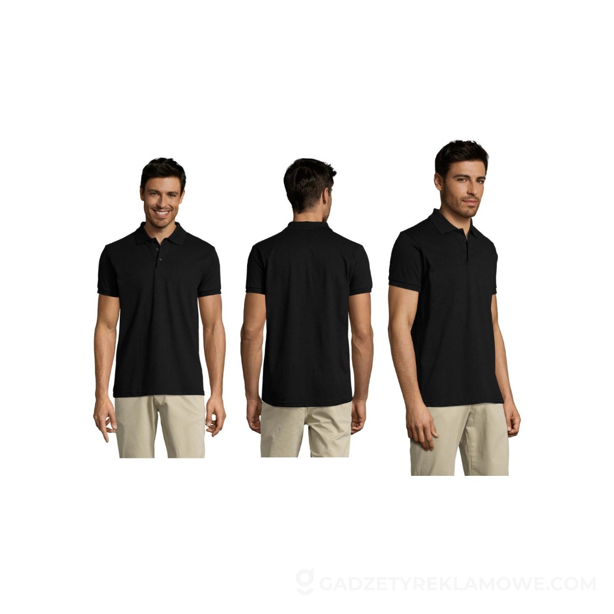 PRIME Męskie polo 200g PRIME MEN - Czarne - L