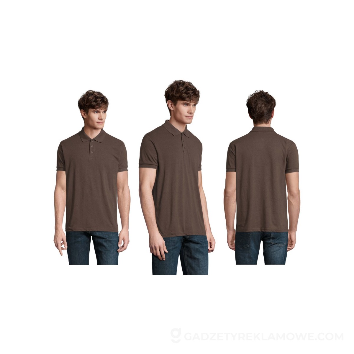 PRIME Męskie polo 200g PRIME MEN - czekoladowe - S