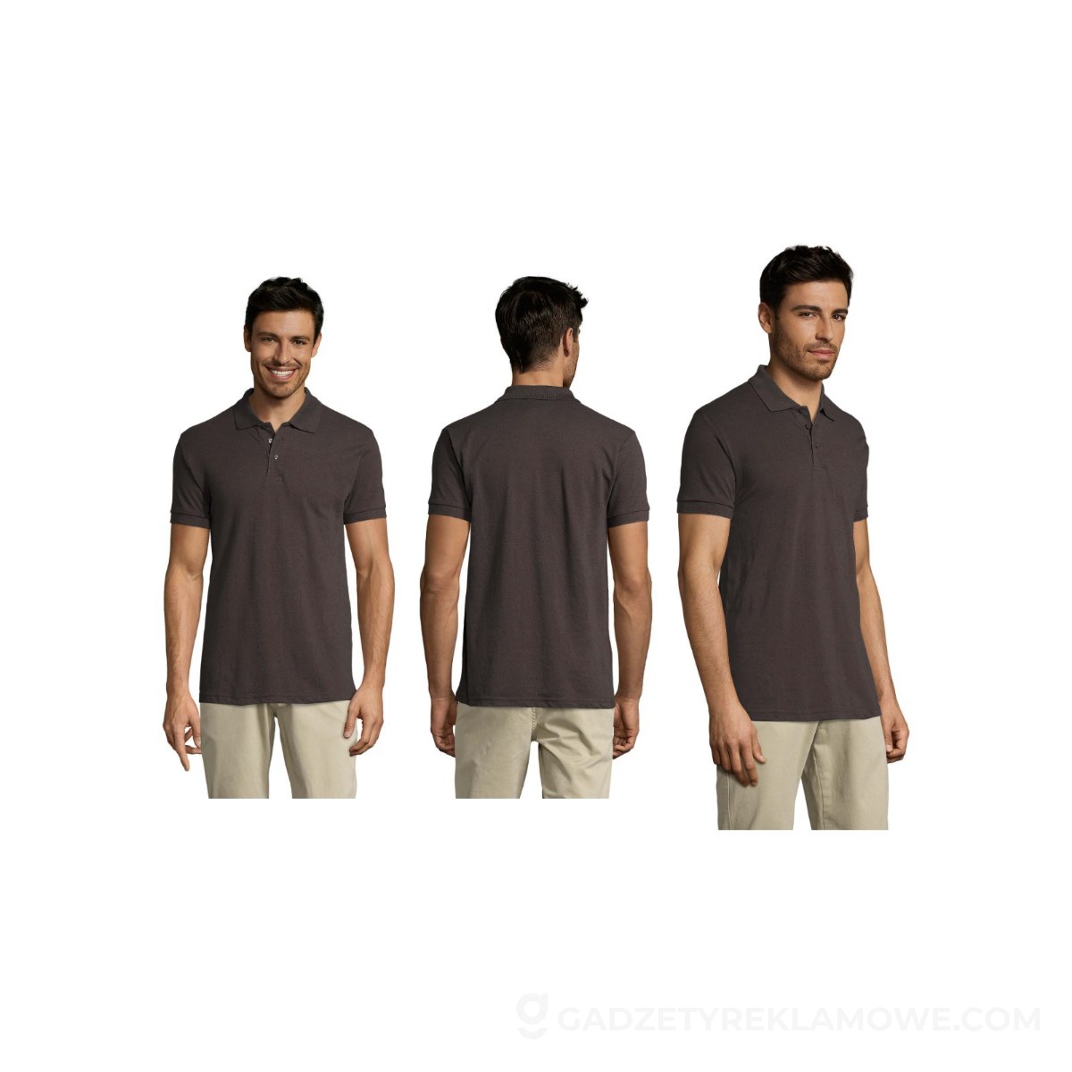 PRIME Męskie polo 200g PRIME MEN - Ciemne Szare - S
