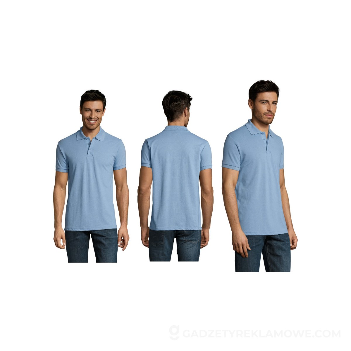 PRIME Męskie polo 200g PRIME MEN - Sky Blue Pique - 3XL