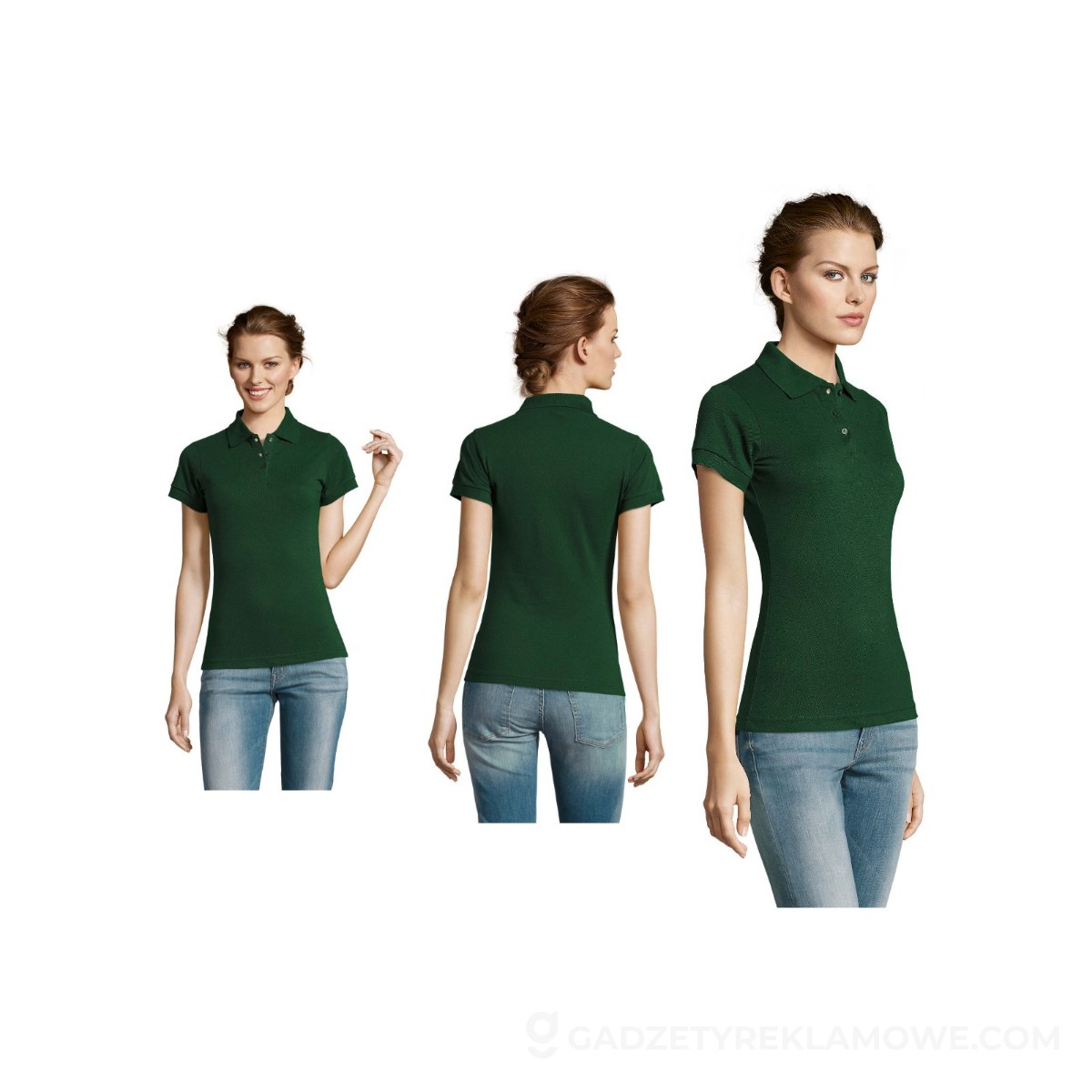 PRIME Damskie POLO 200g PRIME WOMEN - Ciemno-Zielona - S