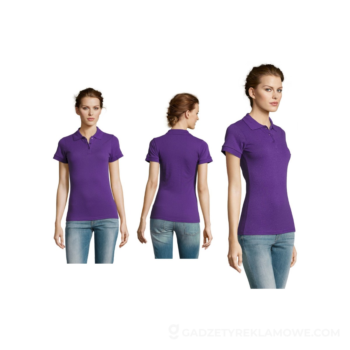 PRIME Damskie POLO 200g PRIME WOMEN - Dark Purple - XL