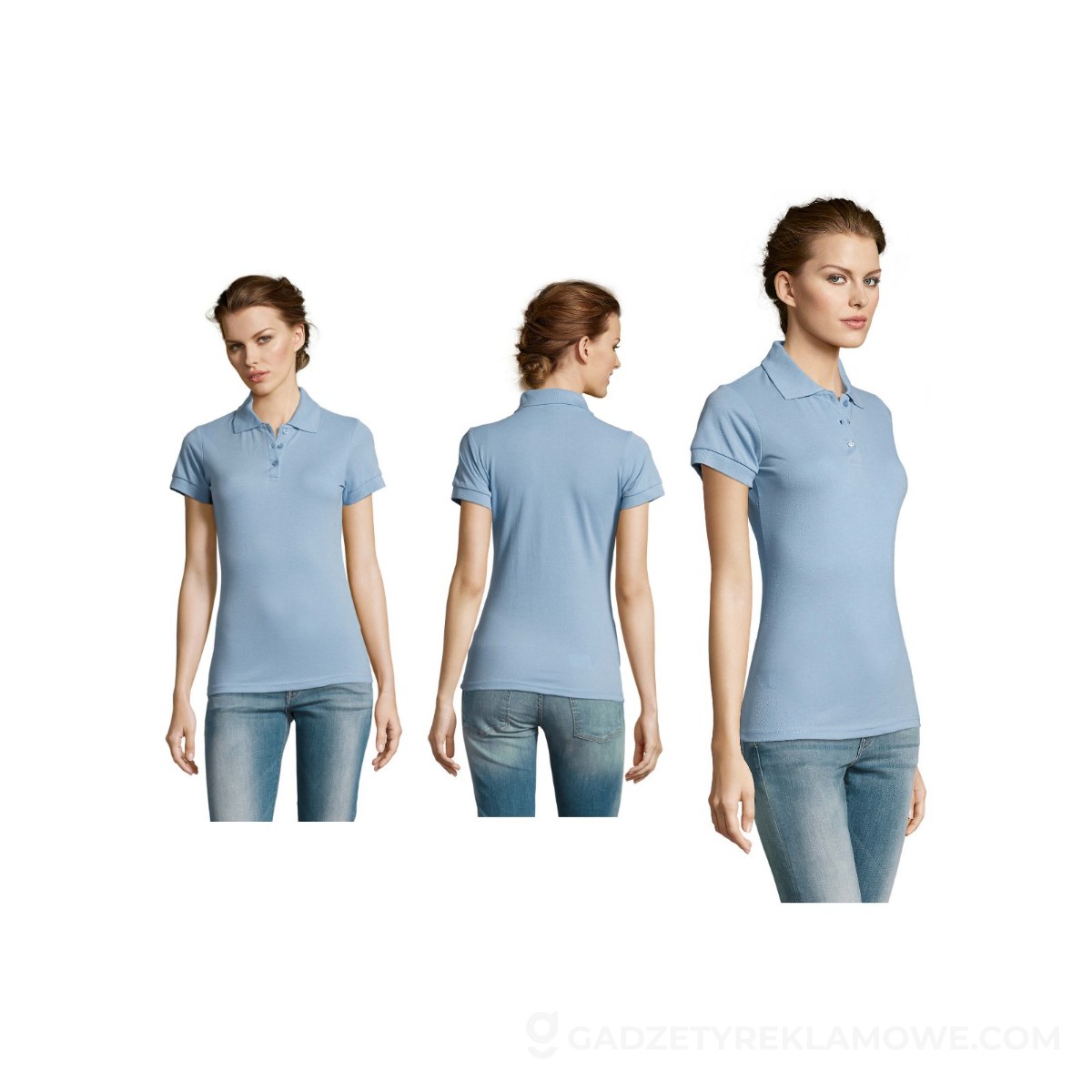 PRIME Damskie POLO 200g PRIME WOMEN - Sky Blue Pique - XXL